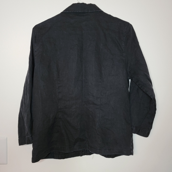 Grace Elements 100% LINEN jacket black lightweight blazer LG women's coat - Picture 9 of 9